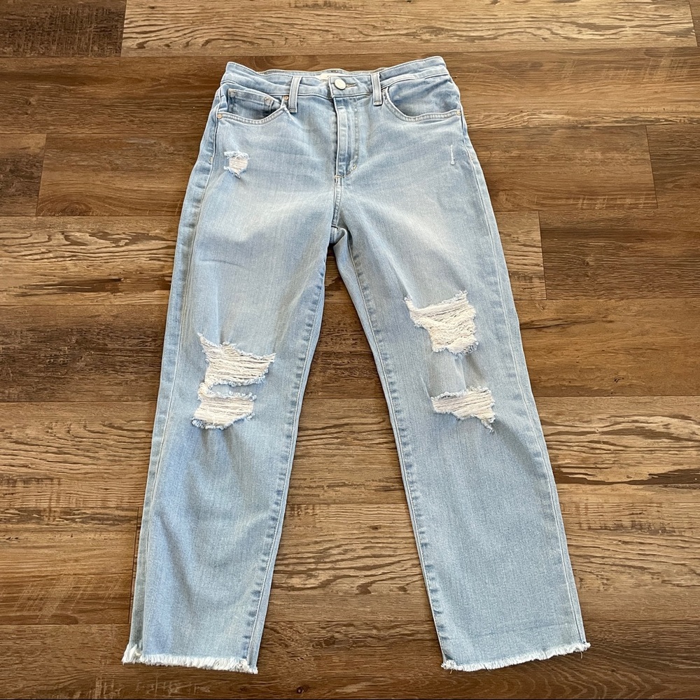 Joes high rise straight crop distressed jeans 28